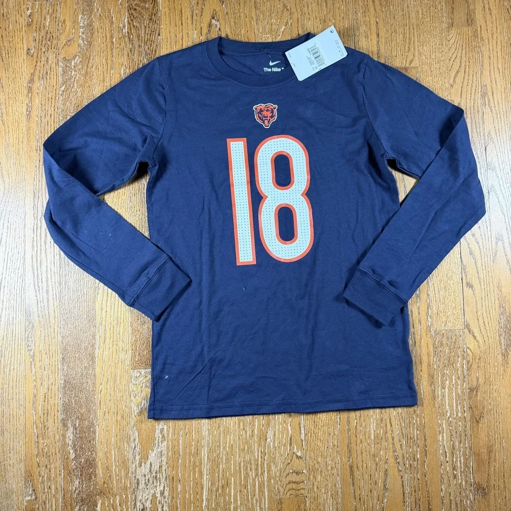 Chicago Bears Shirt Boys Large Blue NFL Football Caleb Williams Nike Long Sleeve